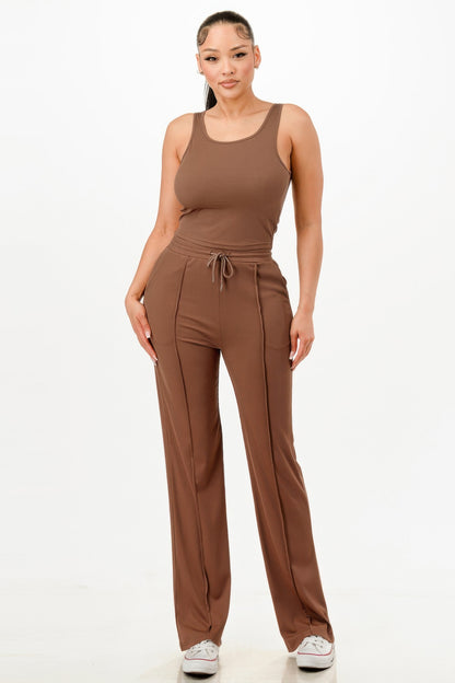 Ribbed Tank Top And Pant Set 