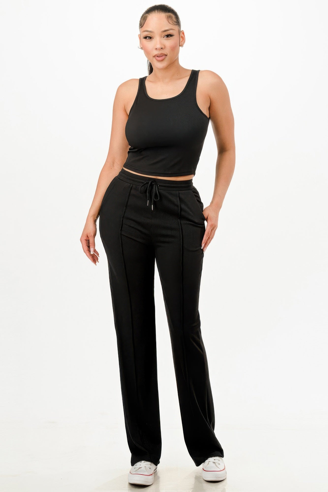 Ribbed Tank Top And Pant Set 