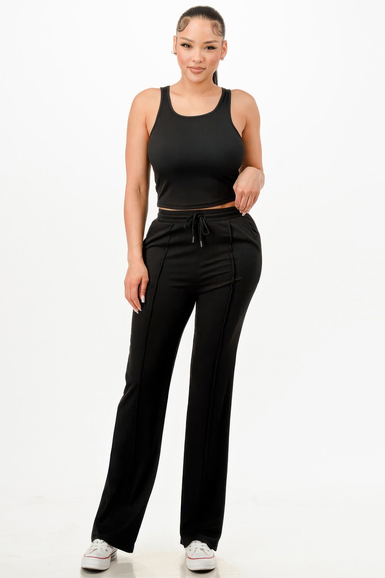Ribbed Tank Top And Pant Set 