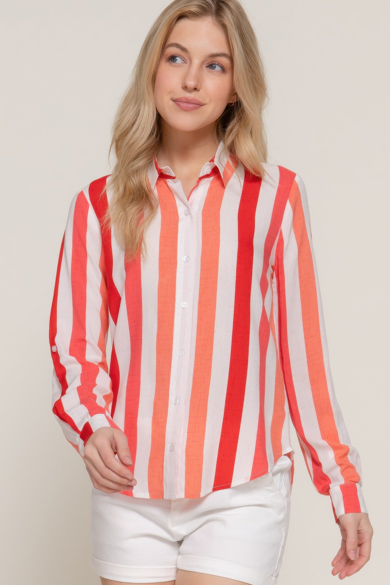 Long Slv Wide Stripe Woven Shirt          