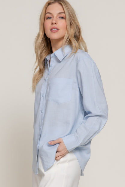 Long Sleeve Linen Blend Shirt       
