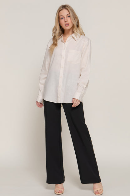 Long Sleeve Linen Blend Shirt       