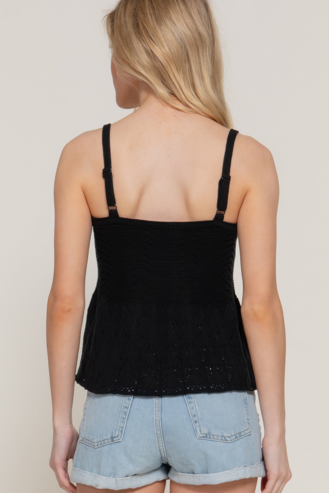 Flower Trim Detail Pointelle Spring Sweater