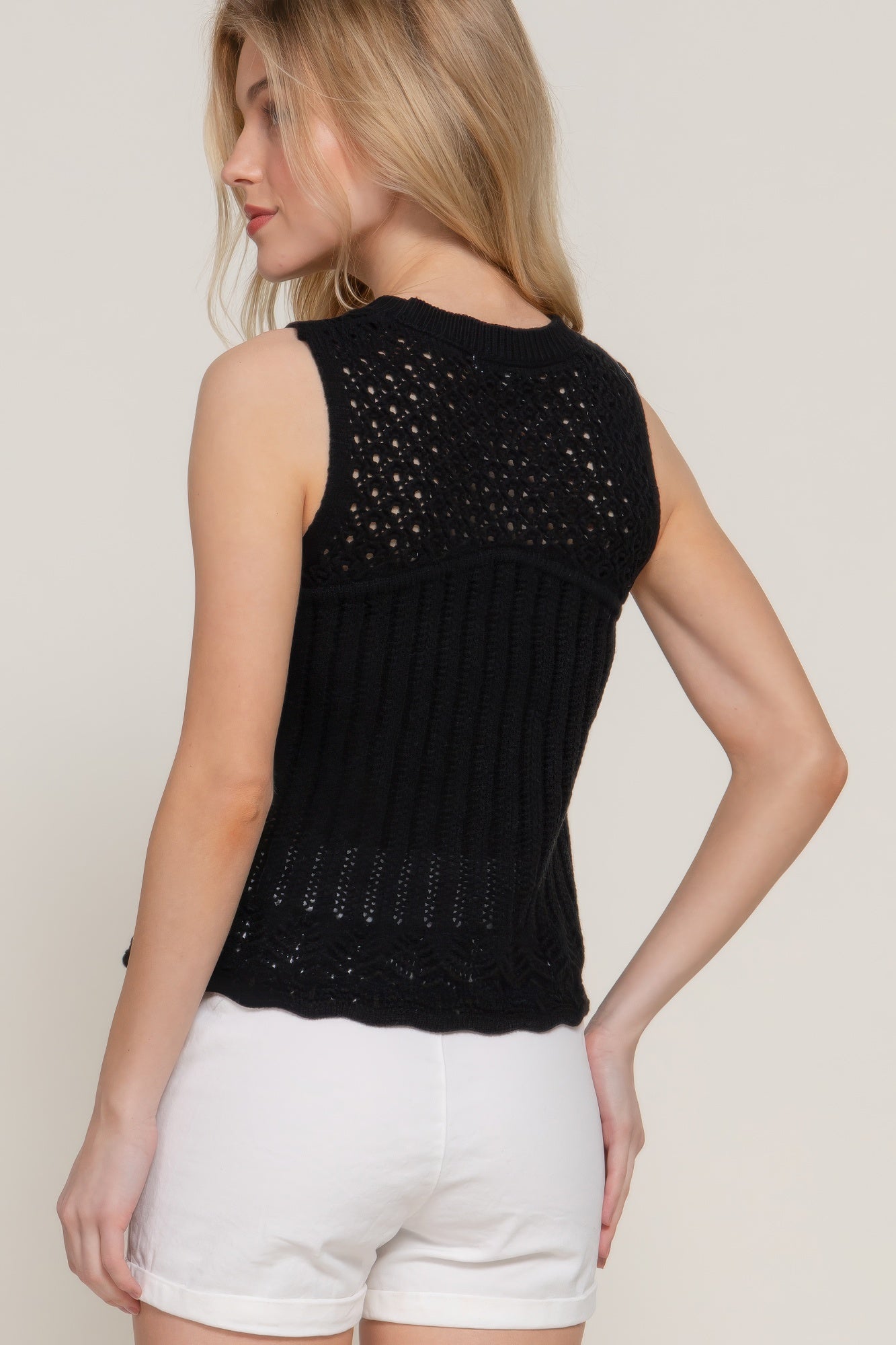 Sleeveless Crochet Spring Sweater