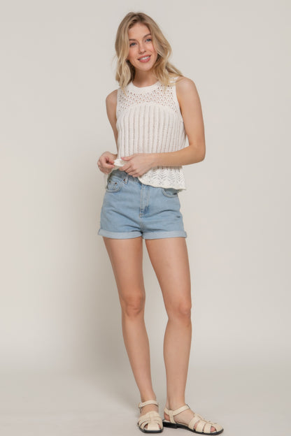 Sleeveless Crochet Spring Sweater