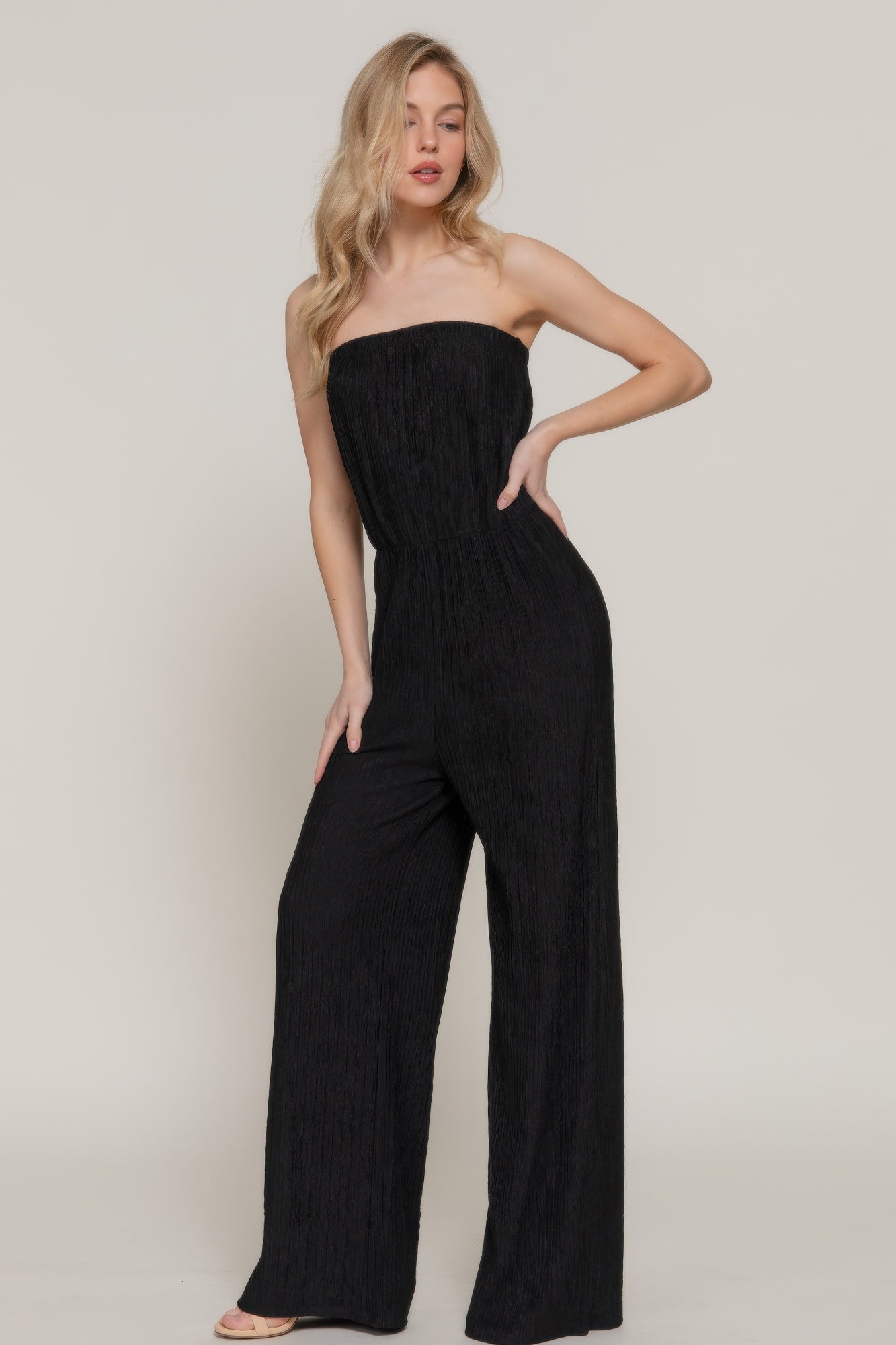 Crinkle Knit Tube Jumpsuit