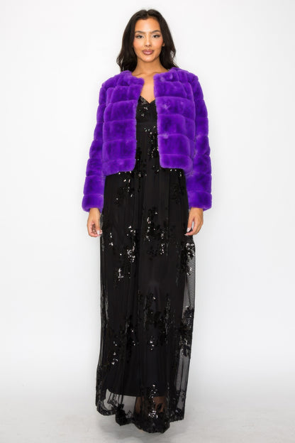 Faux Fur Buttoned Quilted Jacket