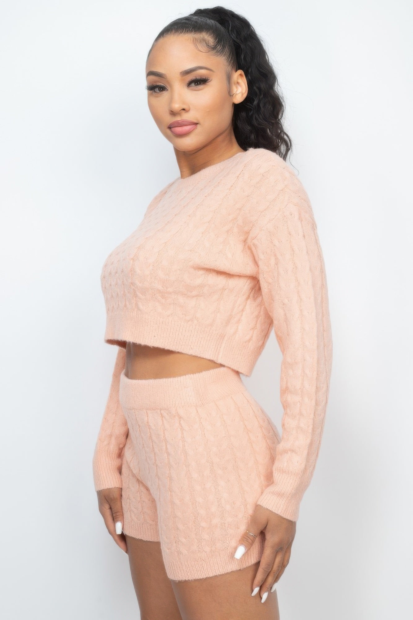 Ribbed Crop Top And Shorts Set