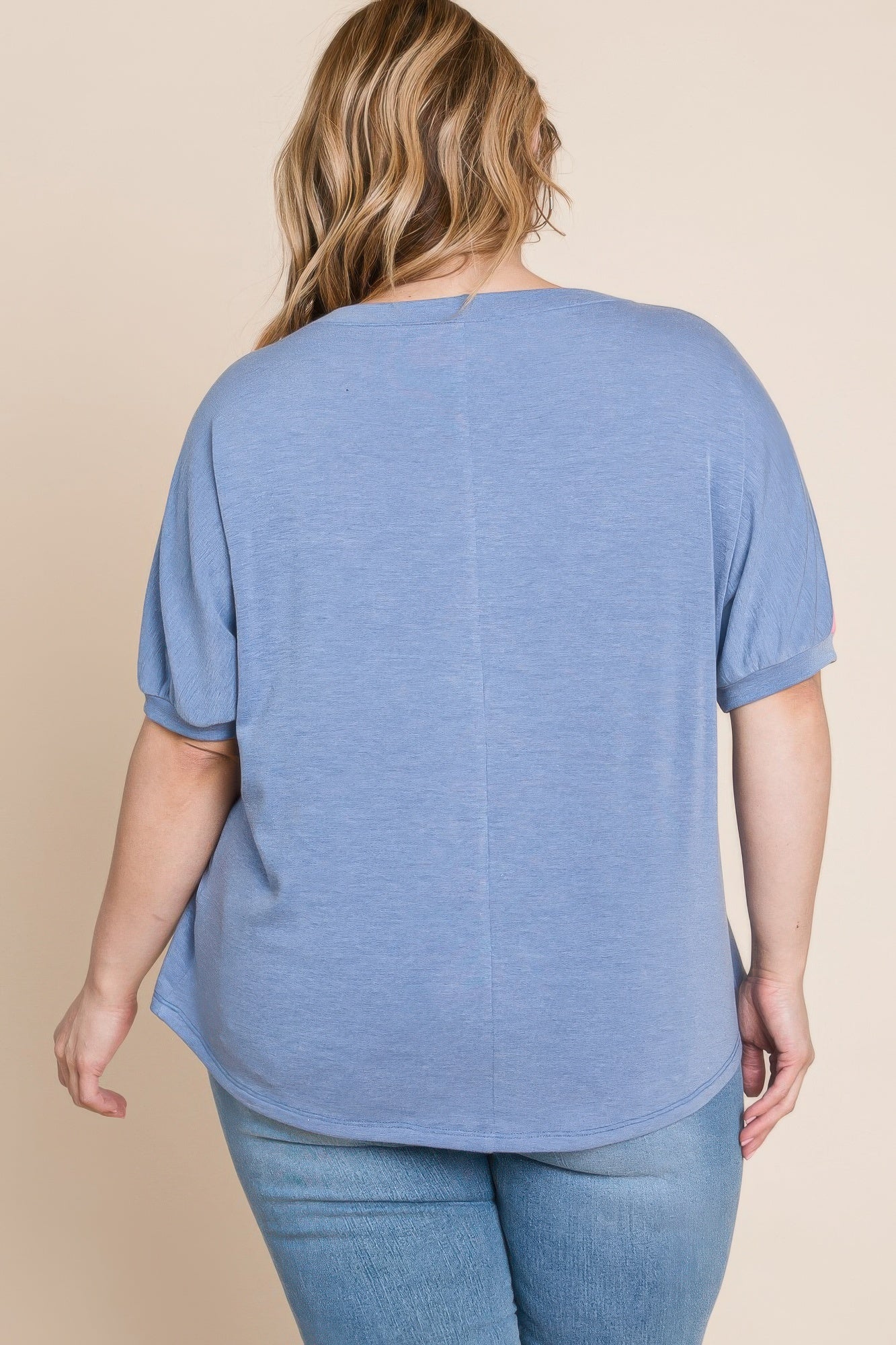 Plus Size Neon Animal Print Contrast Casual Top