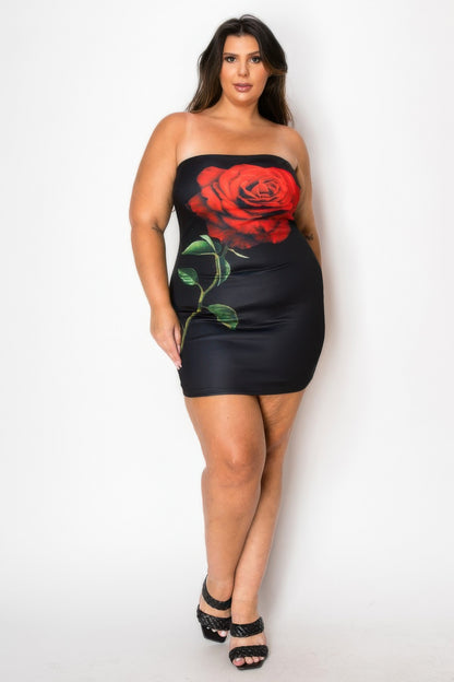 Tube Bodycon Mini Dress With Floral Print Front