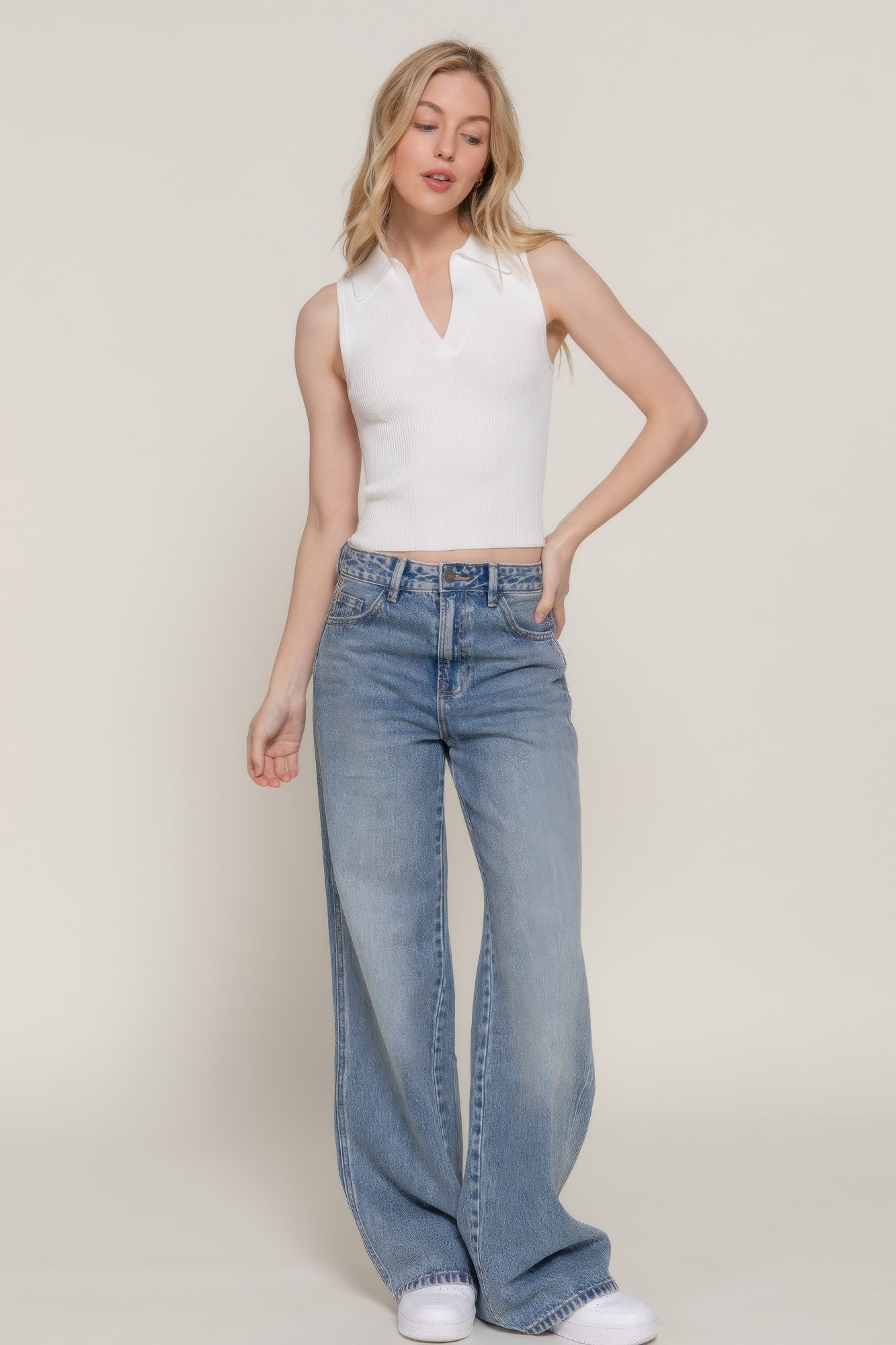 Sleeveless Polo Spring Sweater      