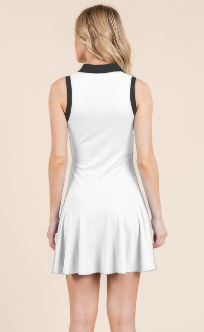 Contrast Collar Drop Waist Tennis Mini Dress