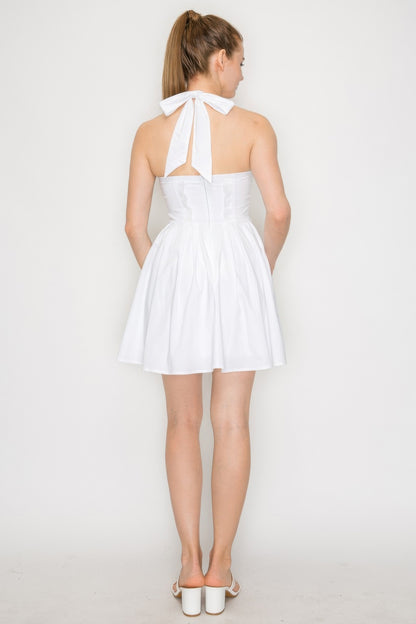 Corset Self-tie Ribbon Zippered Dress