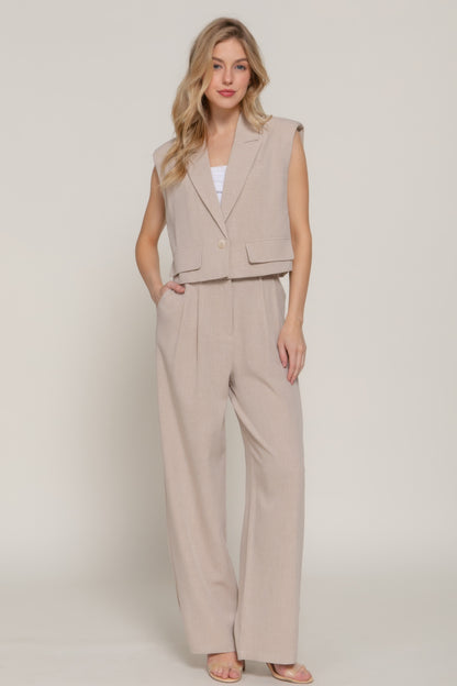Lapel Collar W/shoulder Pads Vest         