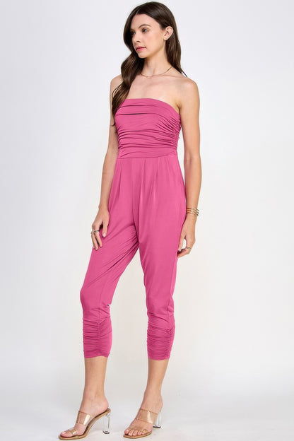 Tube Top W/shirring Jumpsuit  
