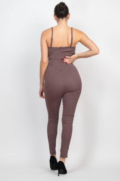 Plaid Sleeveless Zippered Jumpsuit