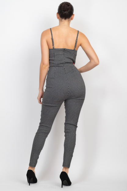 Plaid Sleeveless Zippered Jumpsuit