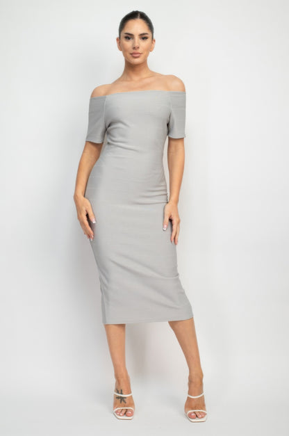 Off Shoulder Zippered Bodycon Dress