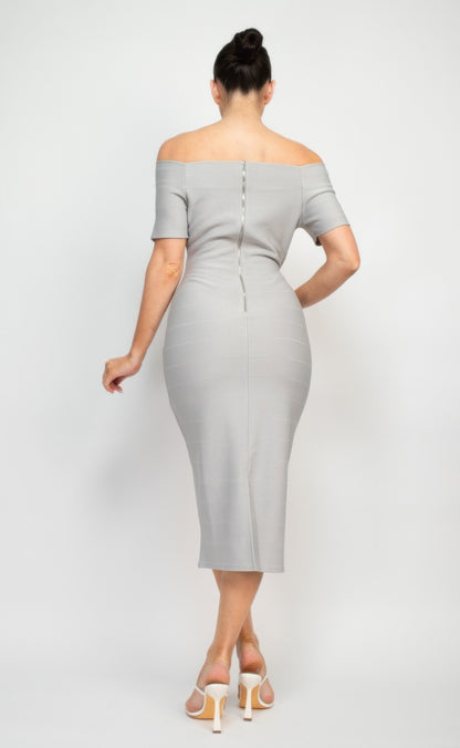 Off Shoulder Zippered Bodycon Dress
