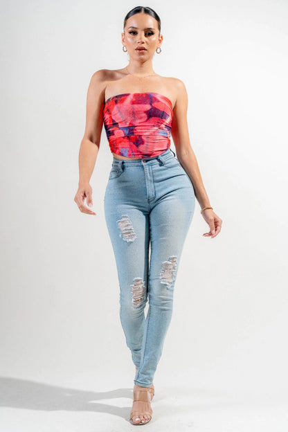 Mesh Print Top
