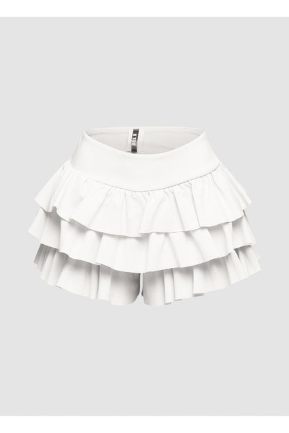 Plus Size Solid Ruffled Shorts