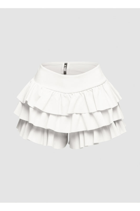 Plus Size Solid Ruffled Shorts