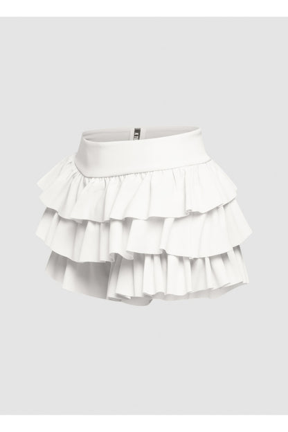 Plus Size Solid Ruffled Shorts