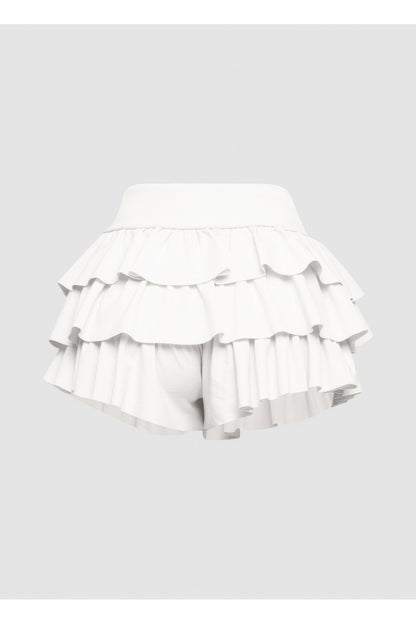 Plus Size Solid Ruffled Shorts