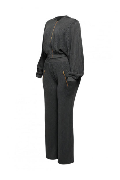 Zipper Closure Hoodie Jacket & Pants Set