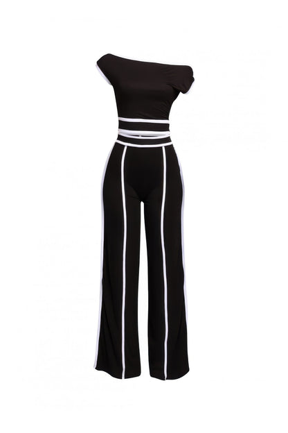 Color Contrast Detailed Off Shoulder Set
