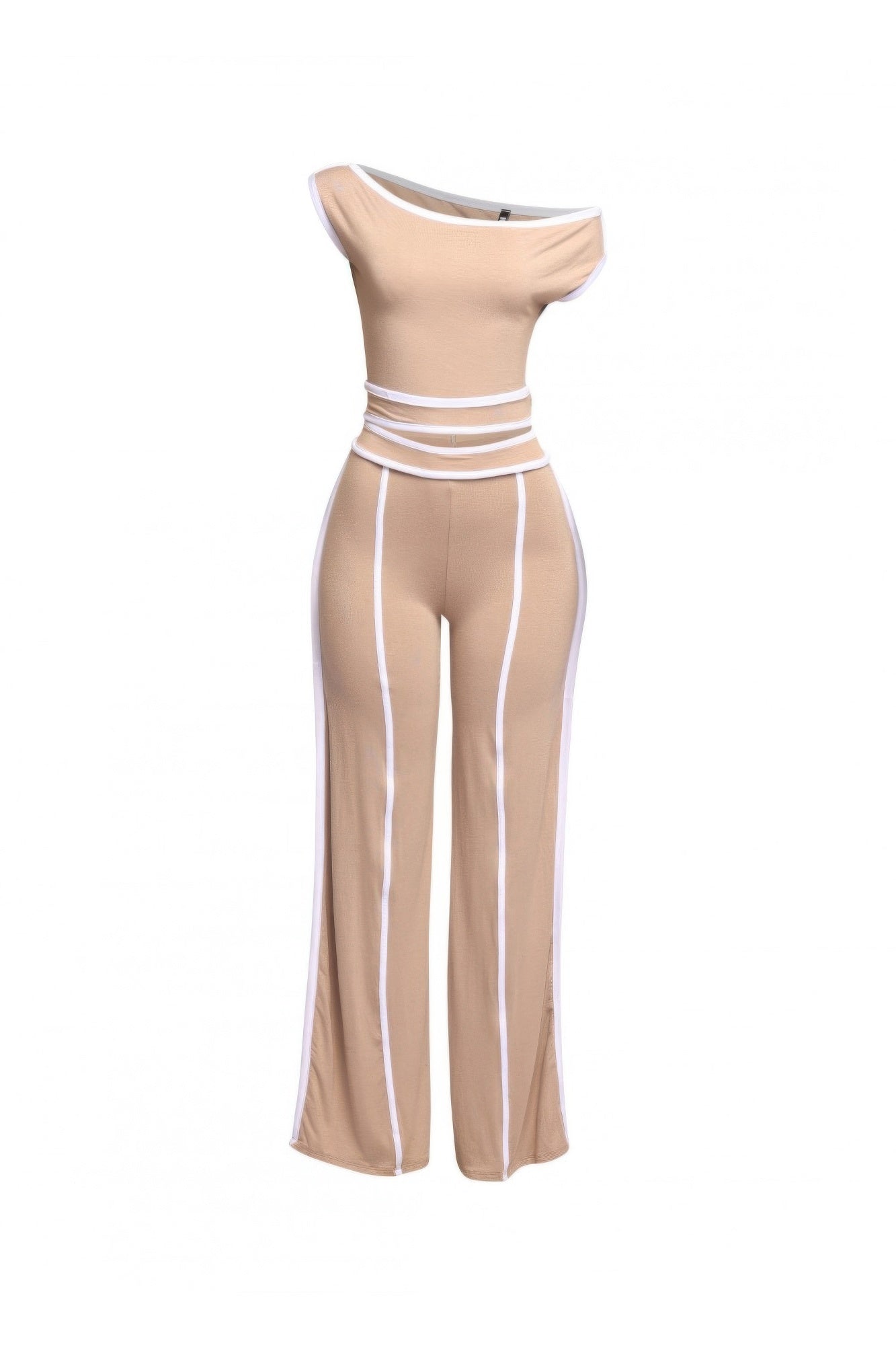 Color Contrast Detailed Off Shoulder Set