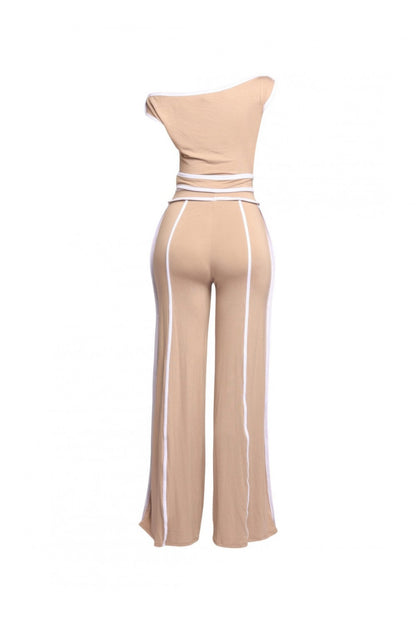 Color Contrast Detailed Off Shoulder Set