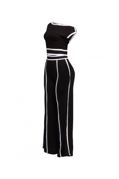 Color Contrast Detailed Off Shoulder Set