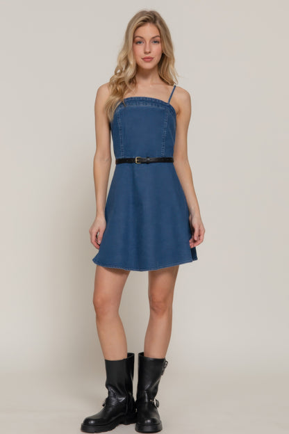 Belted Cami A-line Mini Dress        