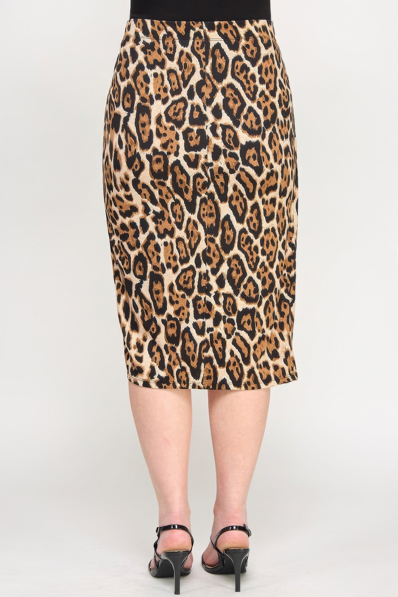 Plus Leopard Prt Asym Skirt W/ Buckle