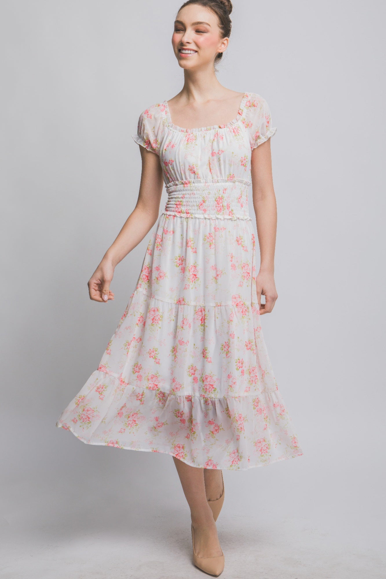Short Sleeve Floral Maxi Dress
