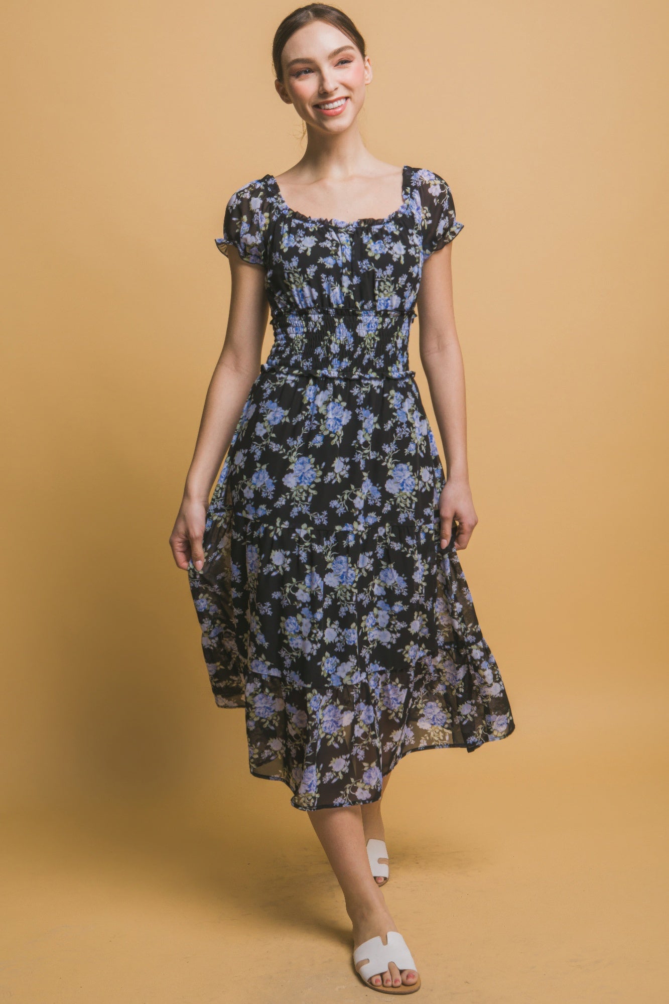 Short Sleeve Floral Maxi Dress