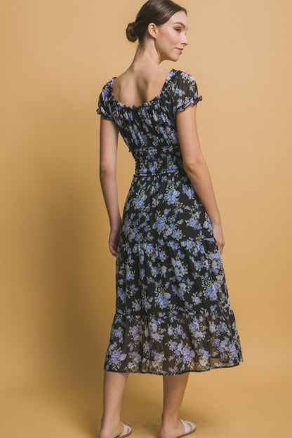 Short Sleeve Floral Maxi Dress