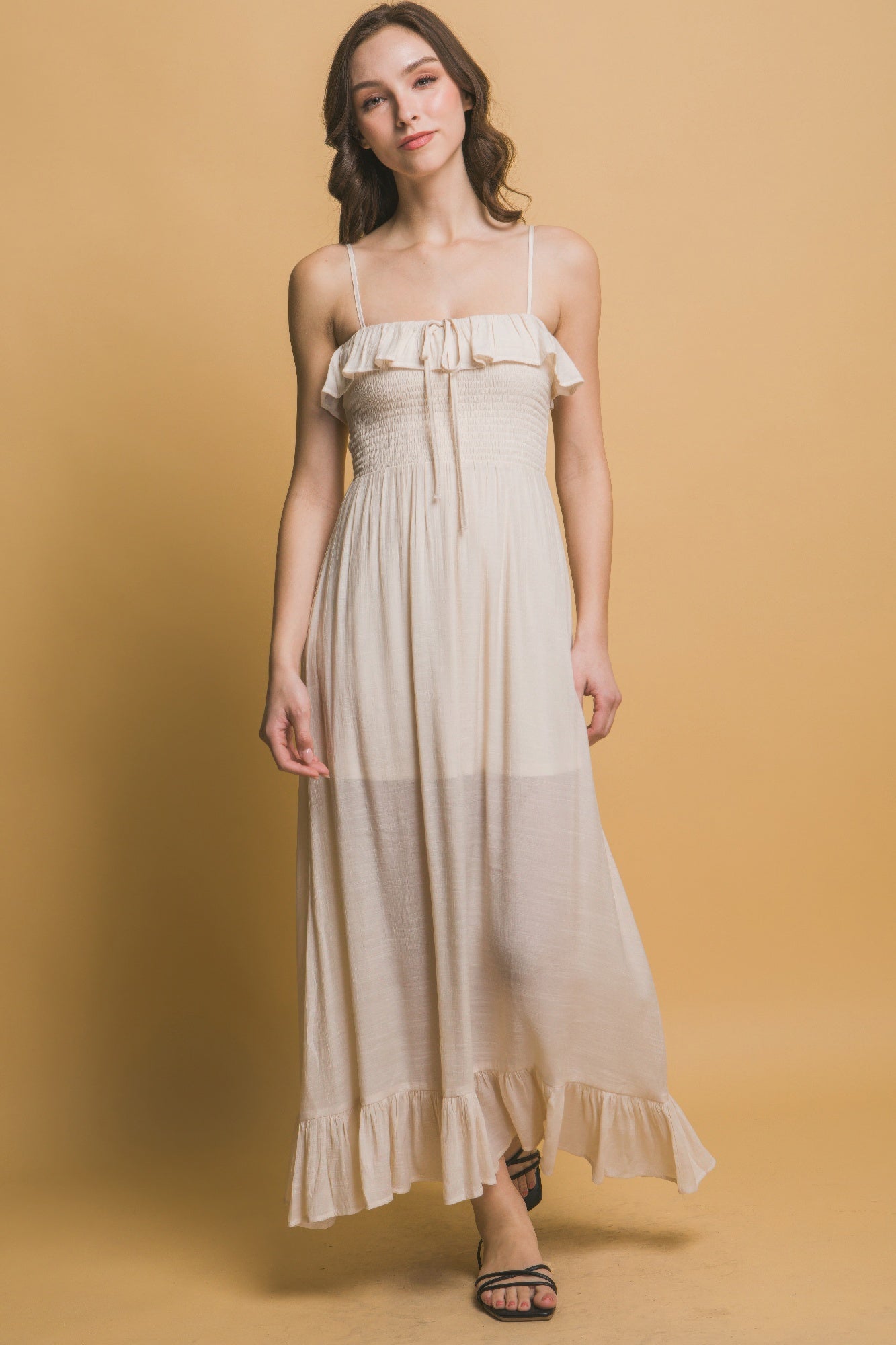 Smocked Ruffle Maxi Dress