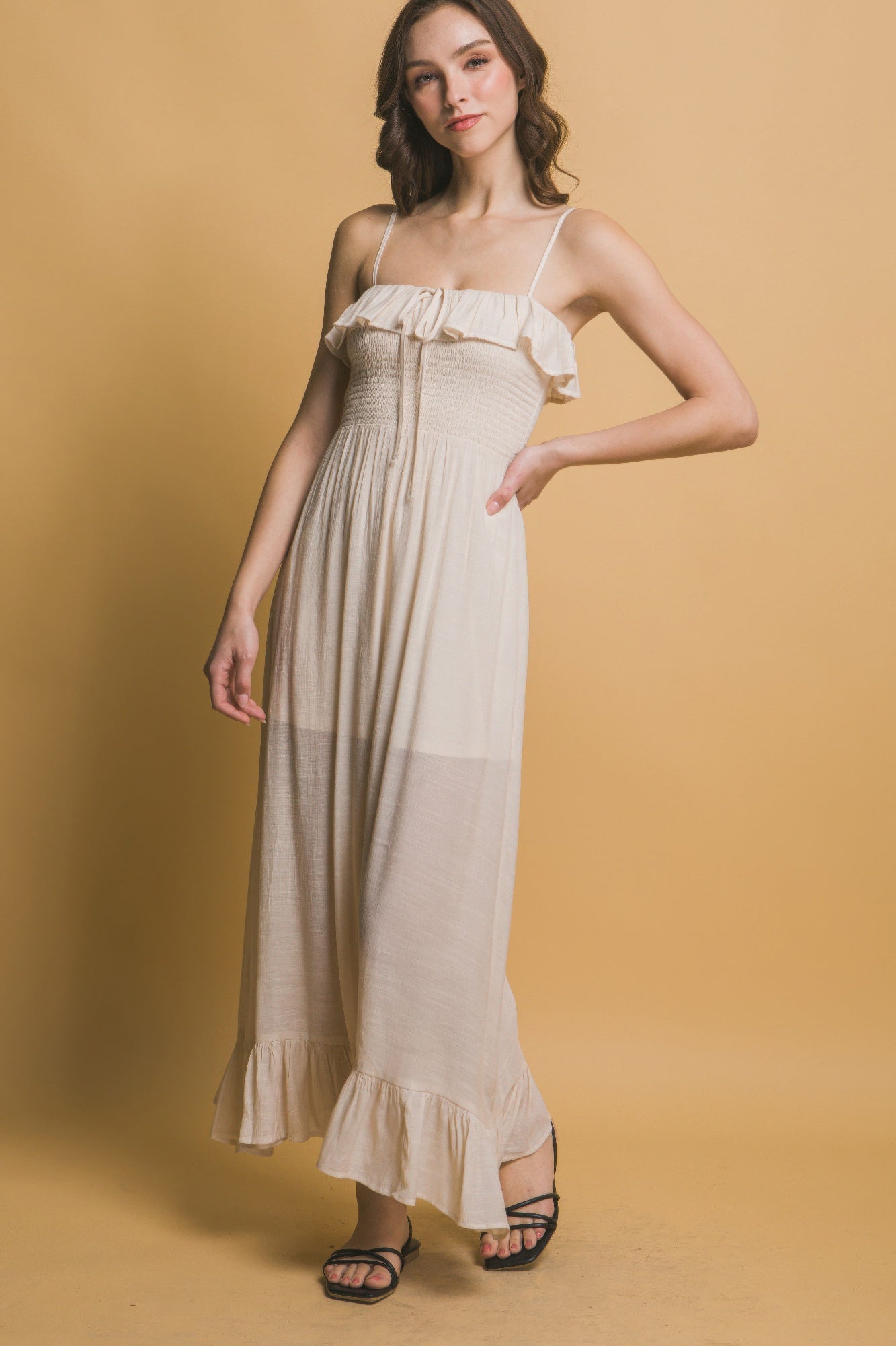 Smocked Ruffle Maxi Dress