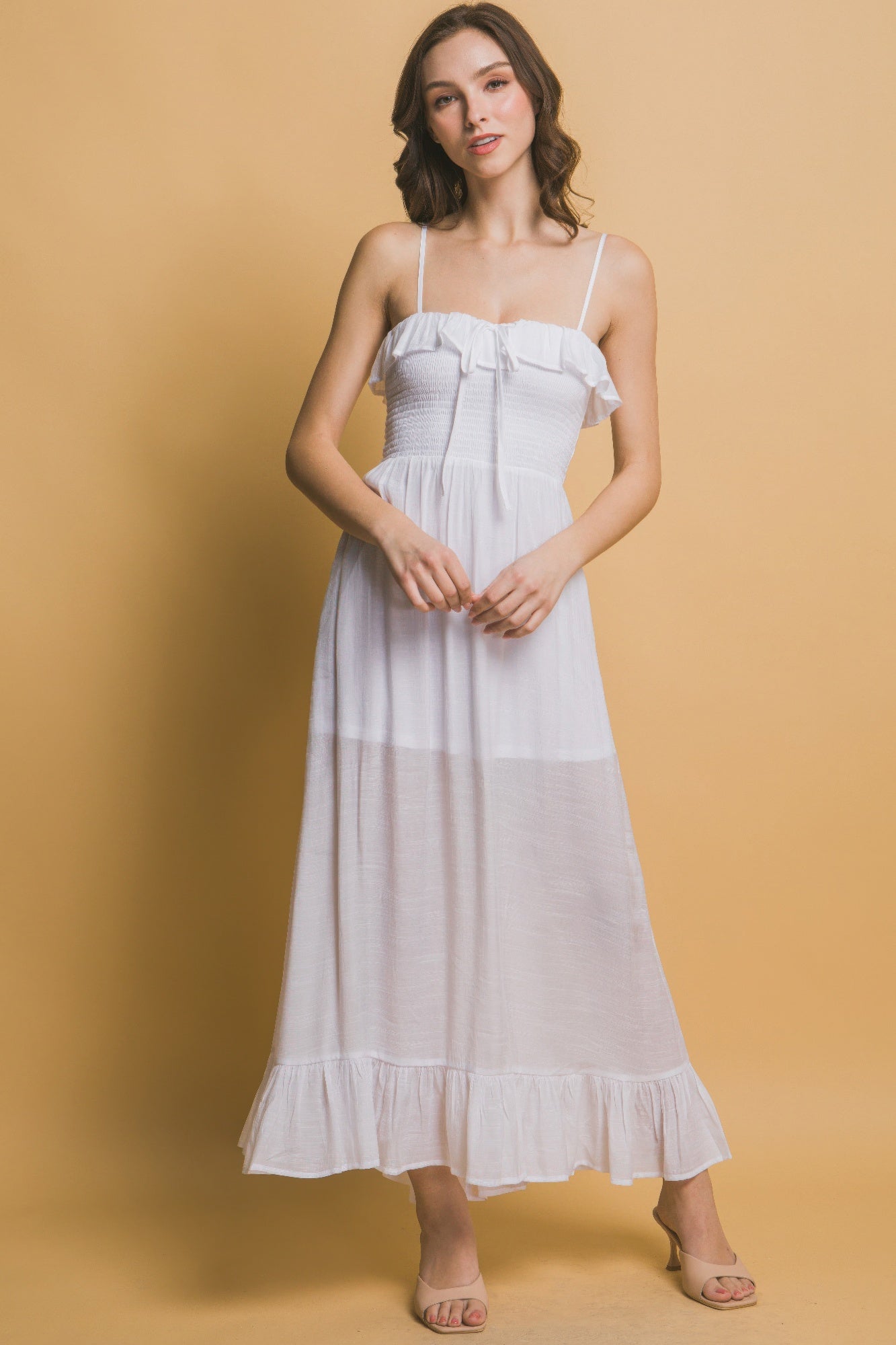 Smocked Ruffle Maxi Dress
