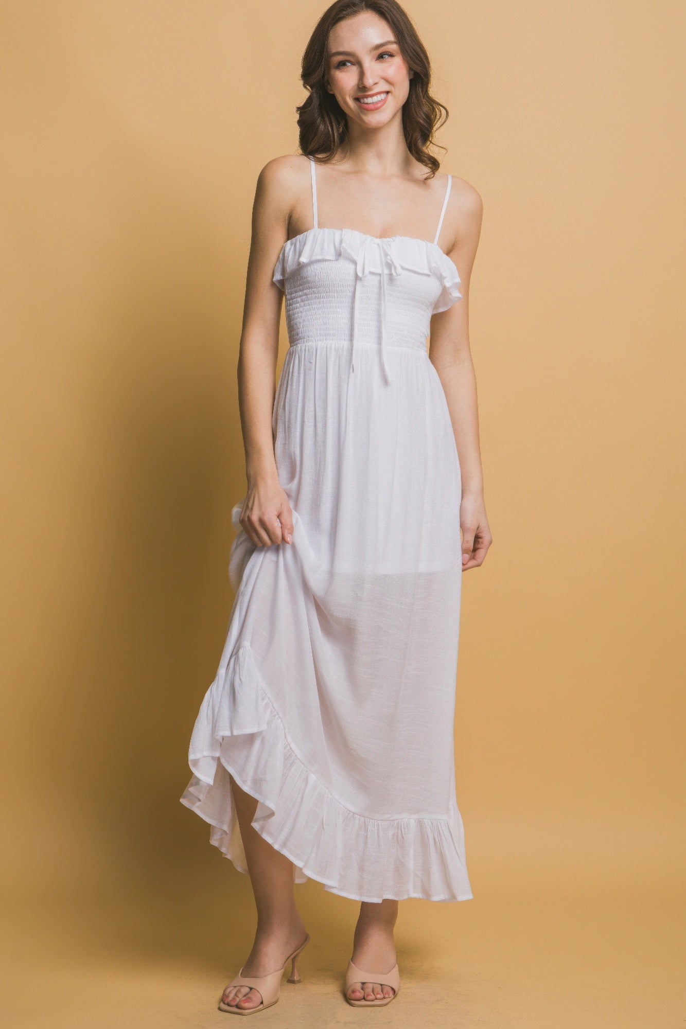 Smocked Ruffle Maxi Dress