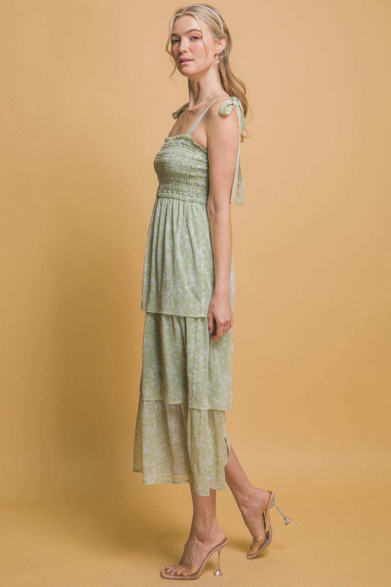 Tiered Midi Floral Dress