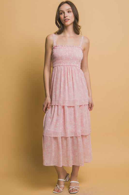 Tiered Midi Floral Dress