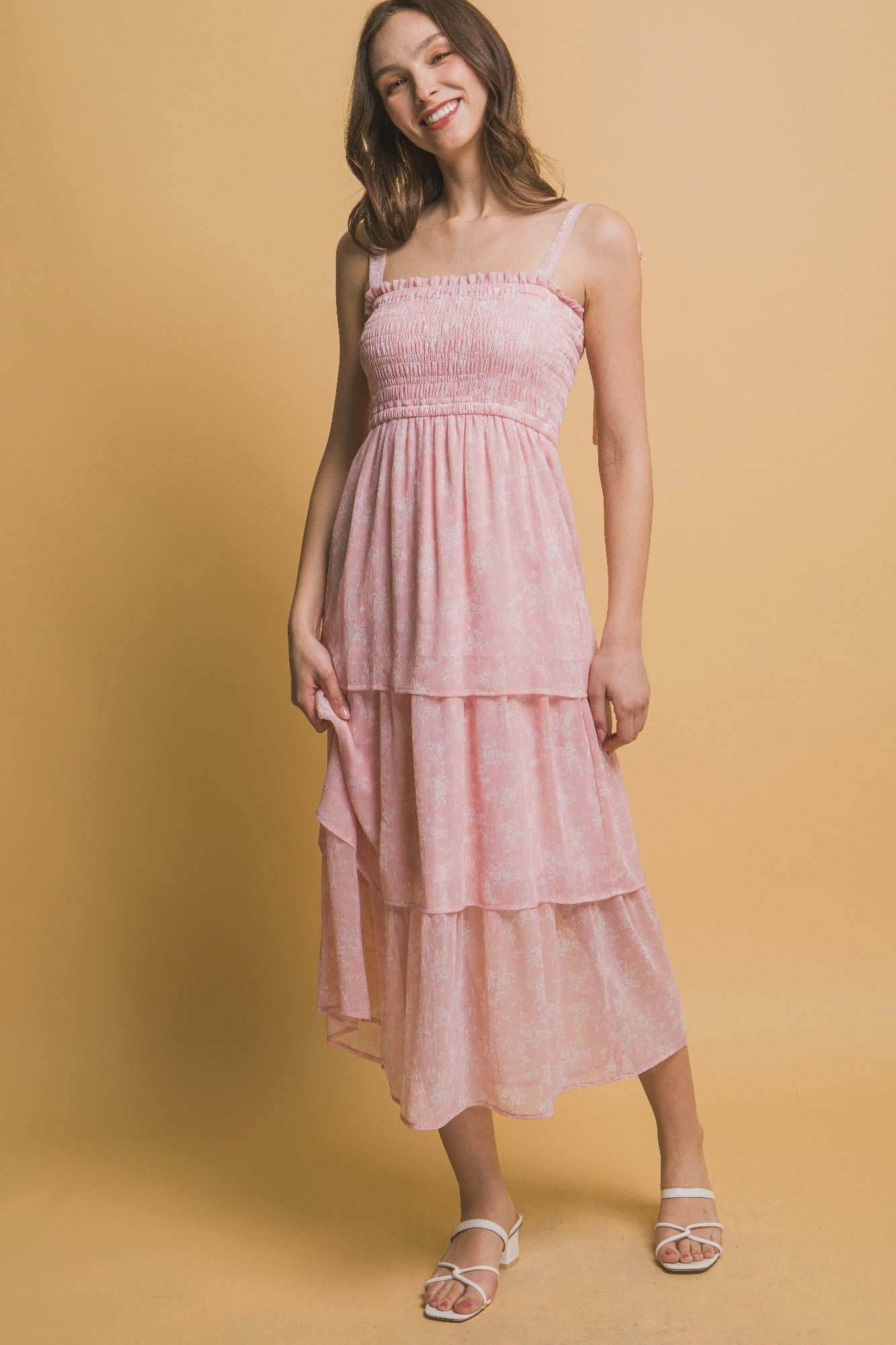 Tiered Midi Floral Dress