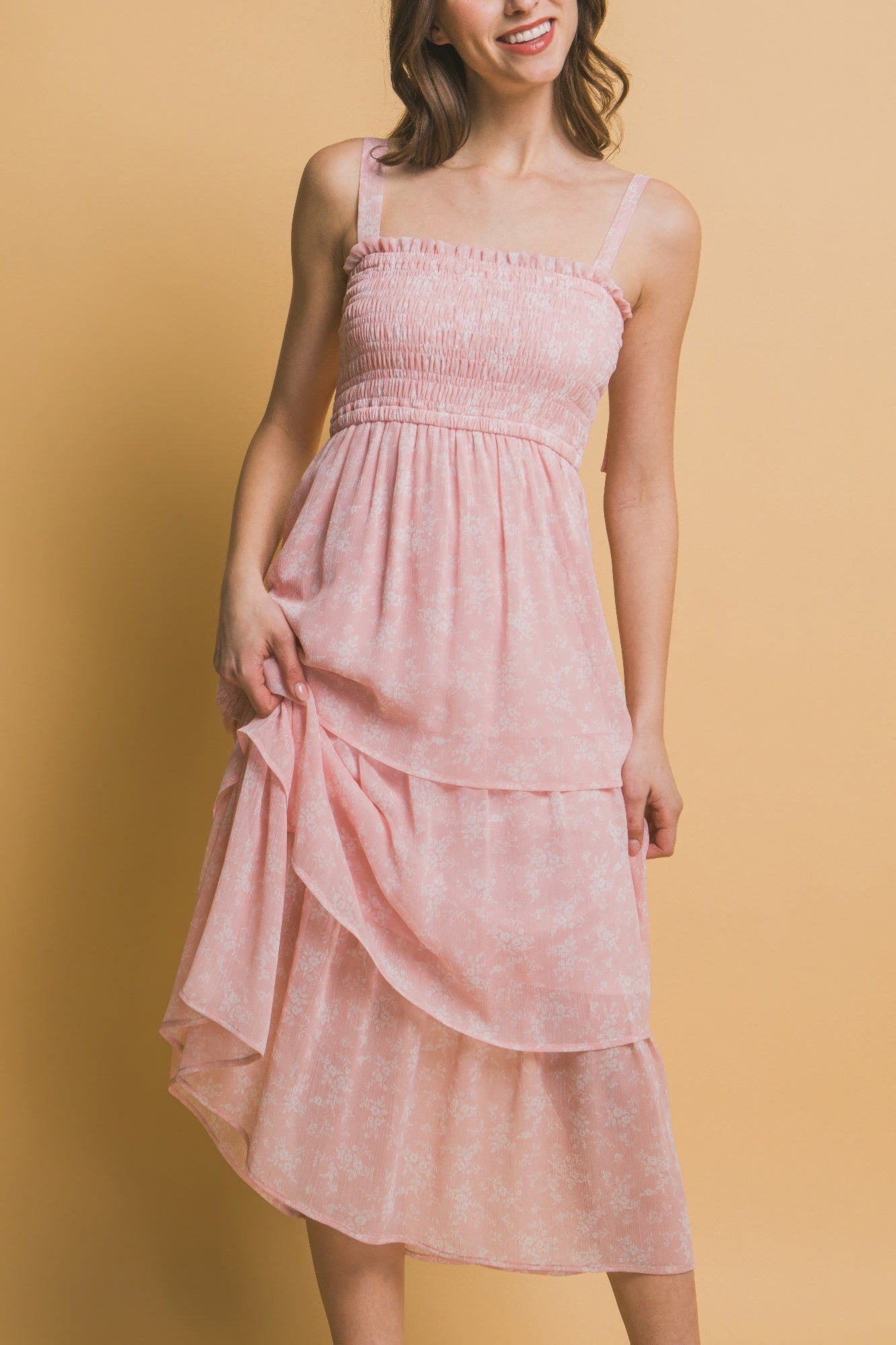 Tiered Midi Floral Dress