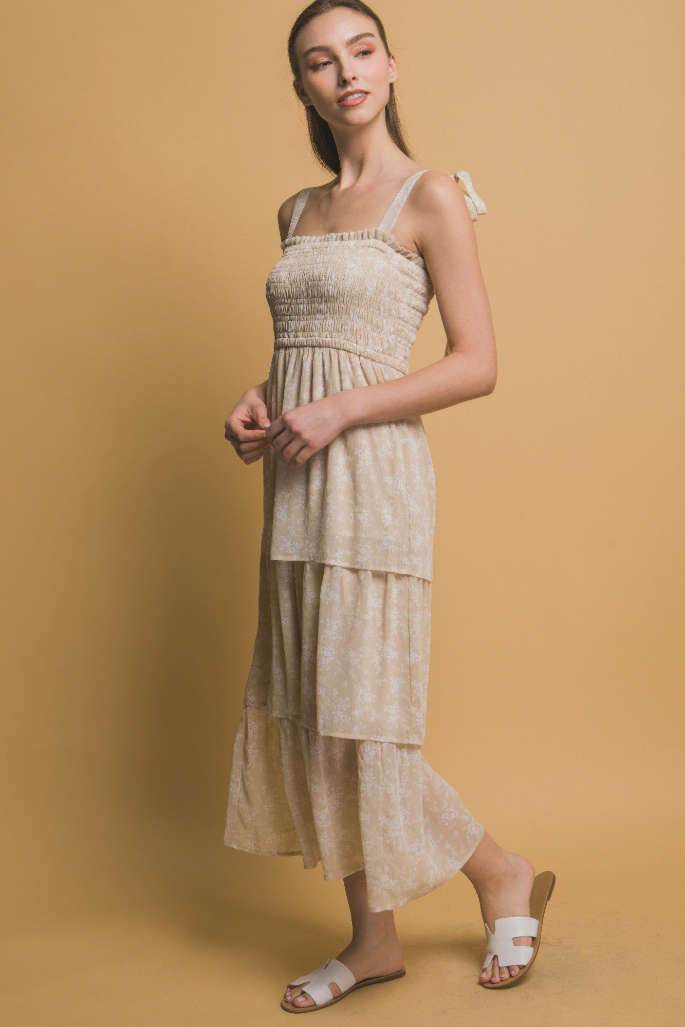 Tiered Midi Floral Dress