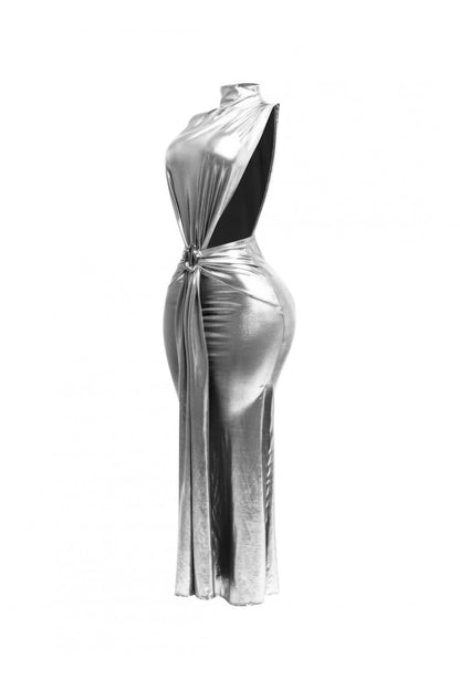 Mock Neck And Tied Waist Dress        