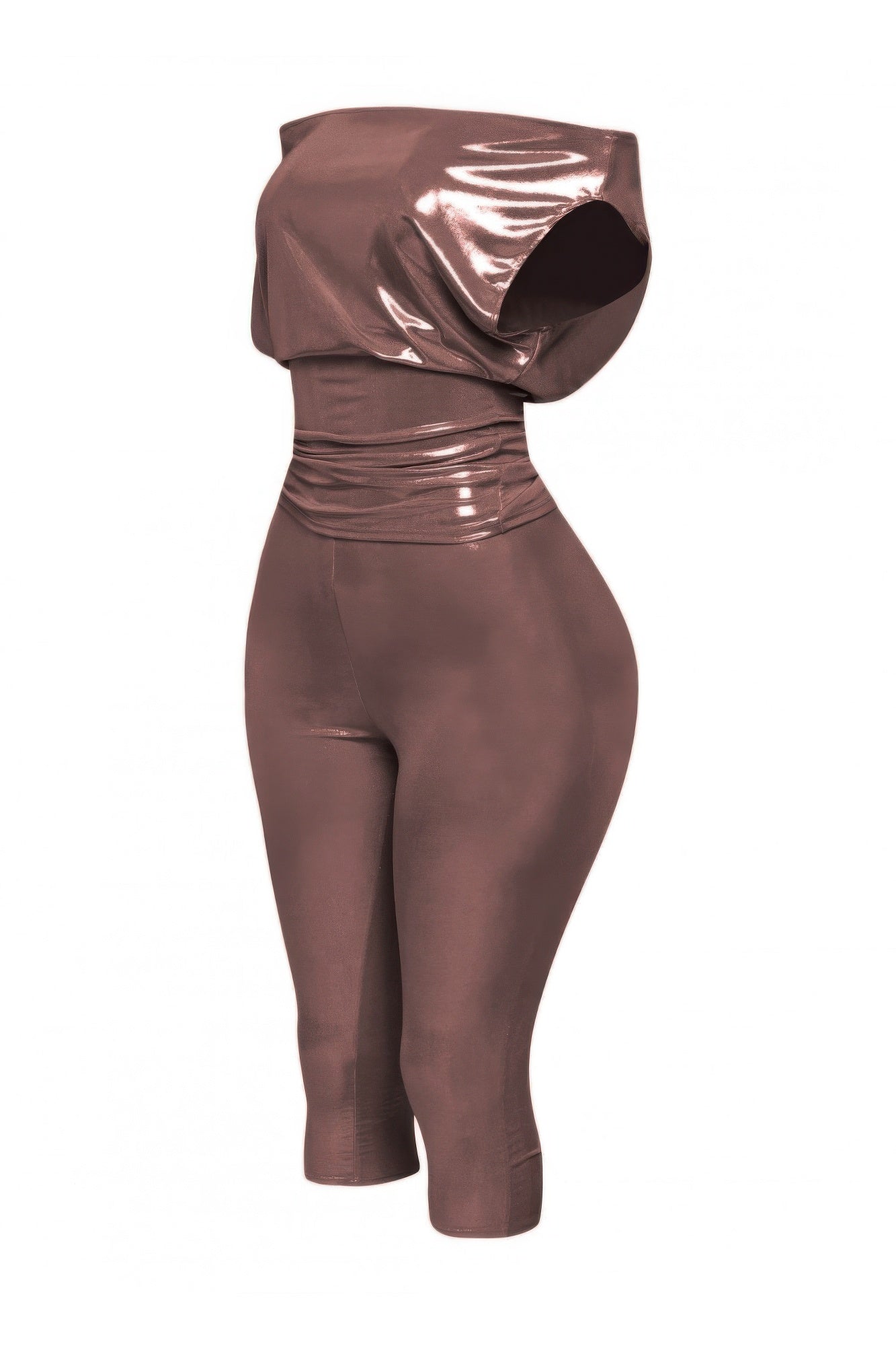 Lose Fit Shimmer Top And Capri Set     