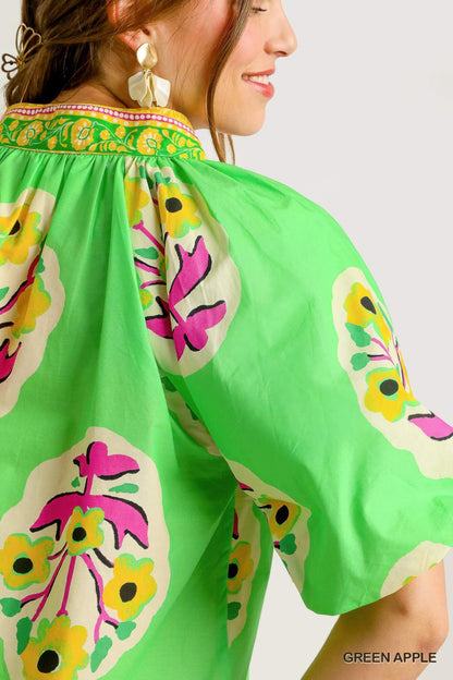 Boho-chic Floral Print Blouse         